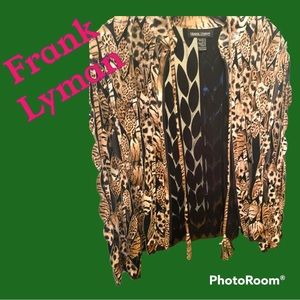 Frank Lyman faux leather leaf cutout jacket in rare animal print